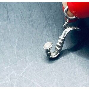 Vintage Sterling Silver Charm Saxophone with Spring Ring Music Instrument Band